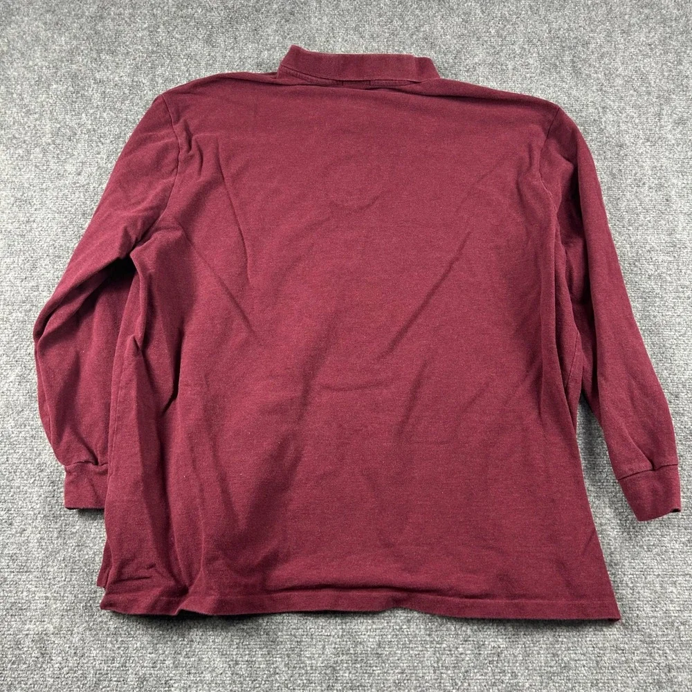 Polo Ralph Lauren Polo Shirt Mens 3XB Burgundy‎ Long Sleeve Pique Pony Logo Big